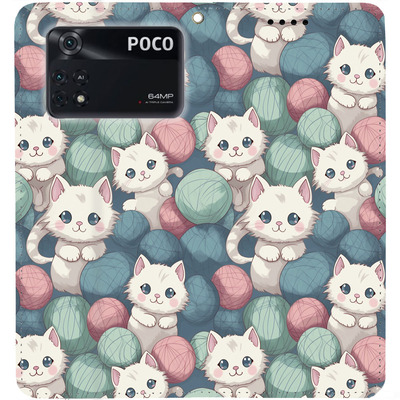 Чохол-книжка BoxFace для Xiaomi Poco M4 Pro 4G Котики Клубочки