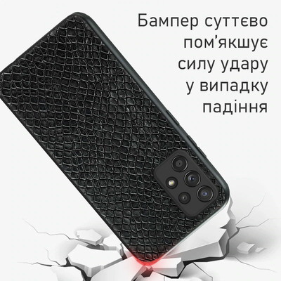 Кожаный чехол Boxface Samsung A525 Galaxy A52 Snake Black