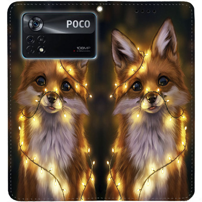 Чохол-книжка BoxFace для Xiaomi Poco X4 Pro 5G Лисичка в Гірляндах