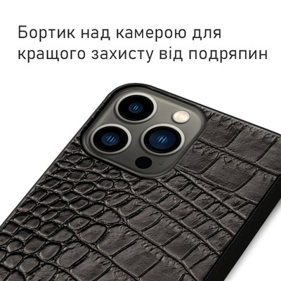 Кожаный чехол BoxFace Apple iPhone 13 Pro Max Crocodile Black