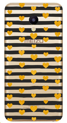 Чехол прозрачный U-Print 3D Meizu M5 Gold Hearts