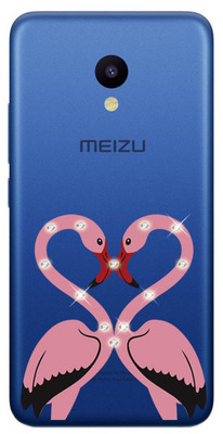 Чехол U-Print Meizu M5 Фламинго со стразами