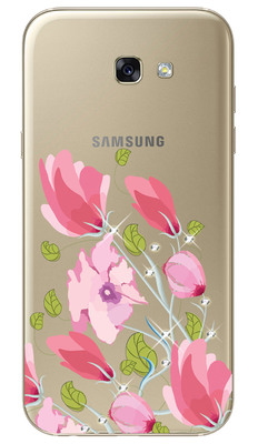 Чехол U-Print Samsung A720 Galaxy A7 2017 Цветы со стразами