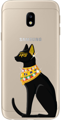 Чехол U-Print Samsung J330 Galaxy J3 2017 Египетская кошка со стразами