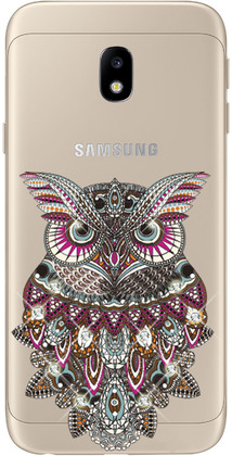 Чехол U-Print Samsung J330 Galaxy J3 2017 Сова со стразами