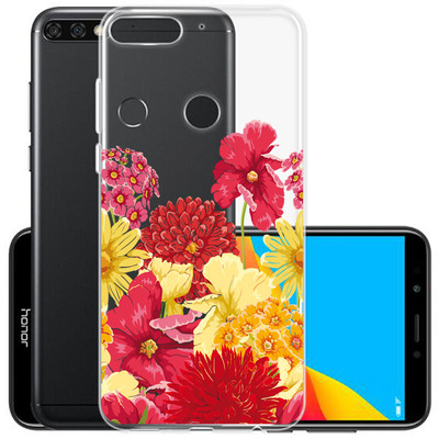 Чехол прозрачный U-Print 3D Huawei Y7 Prime 2018 Floral