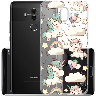 Чехол прозрачный U-Print Huawei Mate 10 Pro Единороги в облаках