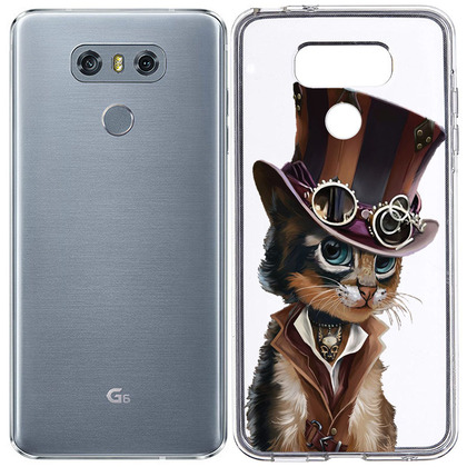 Чехол прозрачный U-Print LG G6 Steampunk Cat