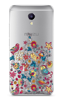 Чехол прозрачный U-Print 3D Meizu M5 Note Floral Birds