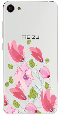 Чехол U-Print Meizu U10 Цветы со стразами