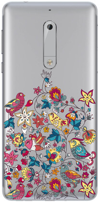 Чехол прозрачный U-Print 3D Nokia 5 Floral Birds