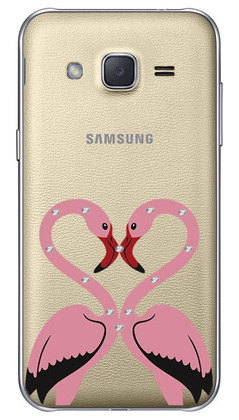 Чехол U-Print Samsung Galaxy J2 J200H Фламинго со стразами