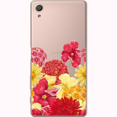 Чехол прозрачный U-Print 3D Sony Xperia X F5122 Floral Pattern