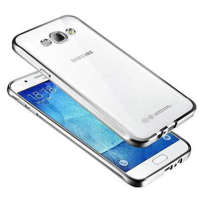Чехол накладка Frame Case Samsung J120H Galaxy J1 2016 Прозрачный с серым
