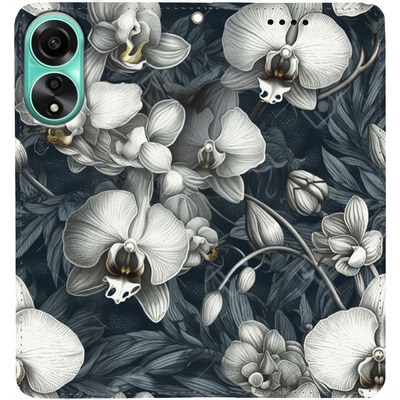 Чохол-книжка BoxFace для Oppo A58 4G Білі орхідеї