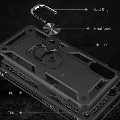 Противоударный чехол Military Ring Case для Samsung A022 Galaxy A02 Черный