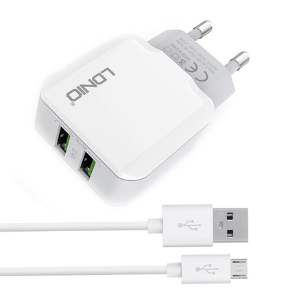 Сетевое зарядное устройство LDNIO 2 USB 2.4A (DL-A2202) + Cable MicroUSB