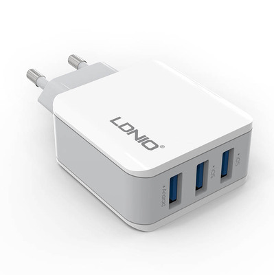 Сетевое зарядное устройство LDNIO 3 USB 3.1A (DL-A3301) + Cable Lighting White