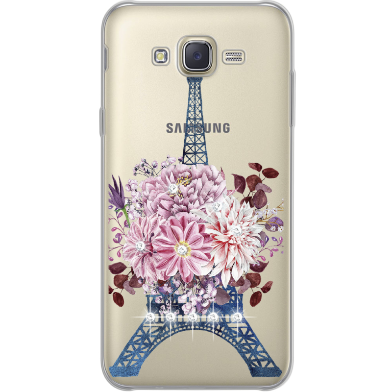 Чехол со стразами Samsung J700H Galaxy J7 Eiffel Tower
