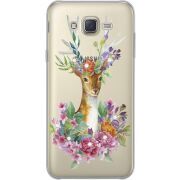 Чехол со стразами Samsung J700H Galaxy J7 Deer with flowers