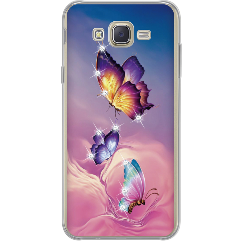 Чехол со стразами Samsung J700H Galaxy J7 Butterflies