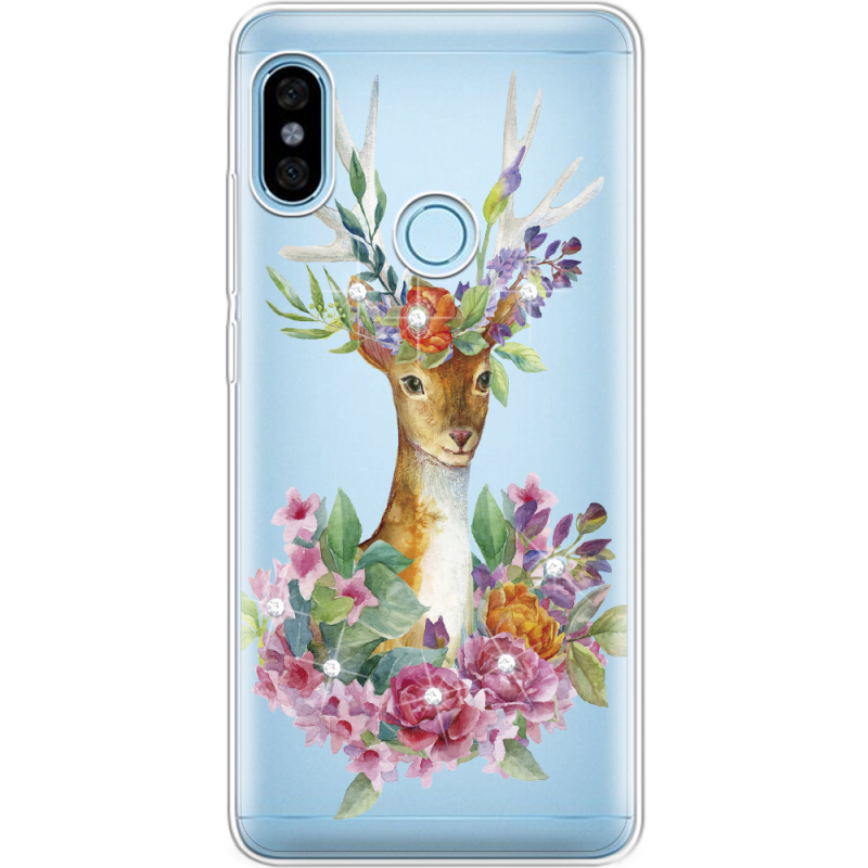 Чехол со стразами Xiaomi Redmi Note 5 / Note 5 Pro Deer with flowers
