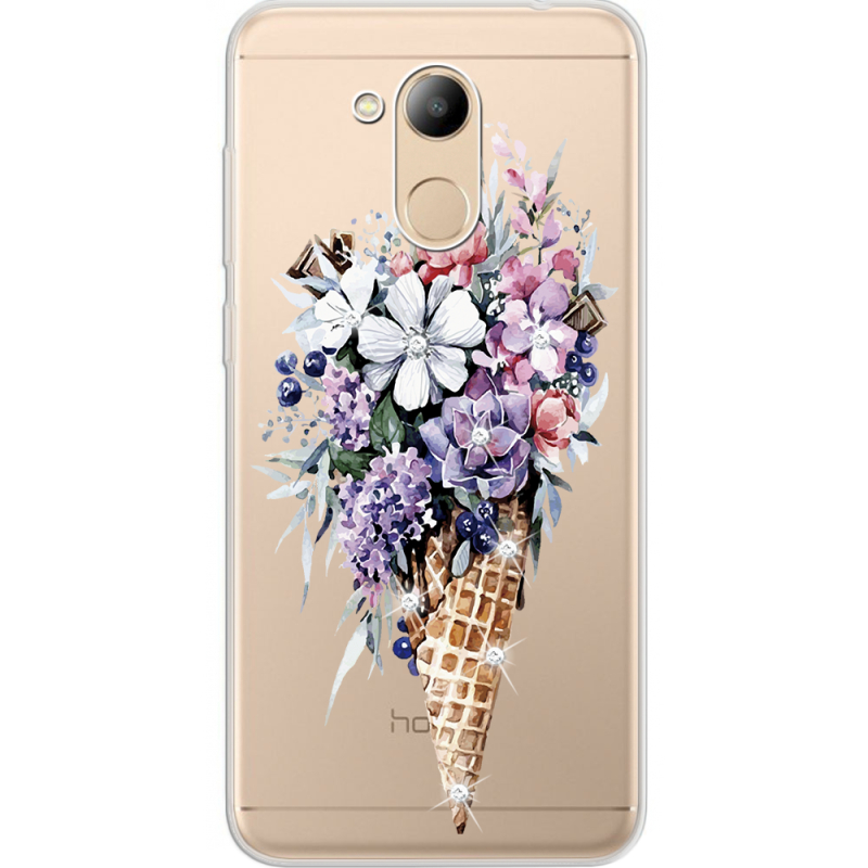 Чехол со стразами Huawei Honor 6C Pro Ice Cream Flowers