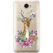 Чехол со стразами Huawei Y7 2017 Deer with flowers