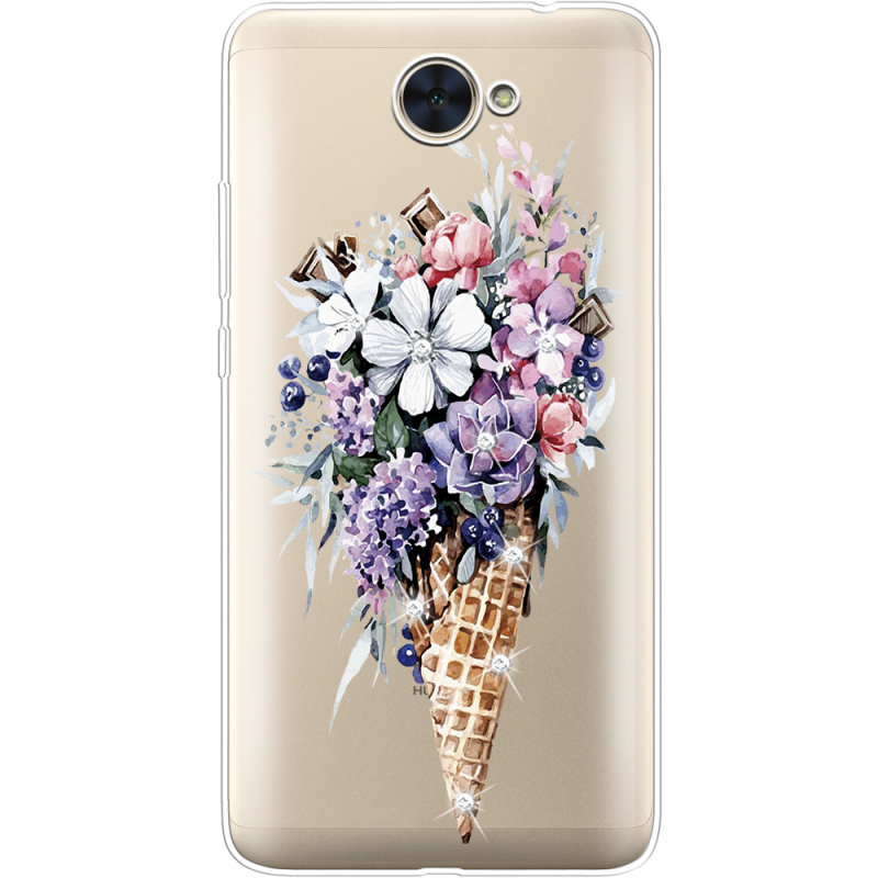 Чехол со стразами Huawei Y7 2017 Ice Cream Flowers