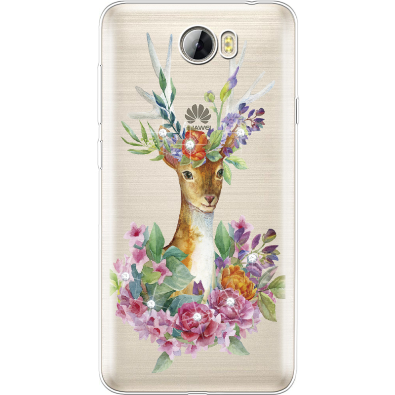 Чехол со стразами Huawei Y5 2 Deer with flowers