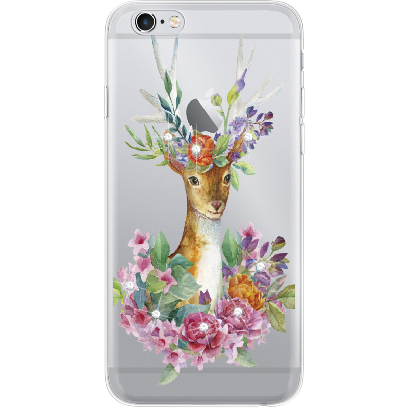 Чехол со стразами Apple iPhone 6 Plus / 6S Plus  Deer with flowers