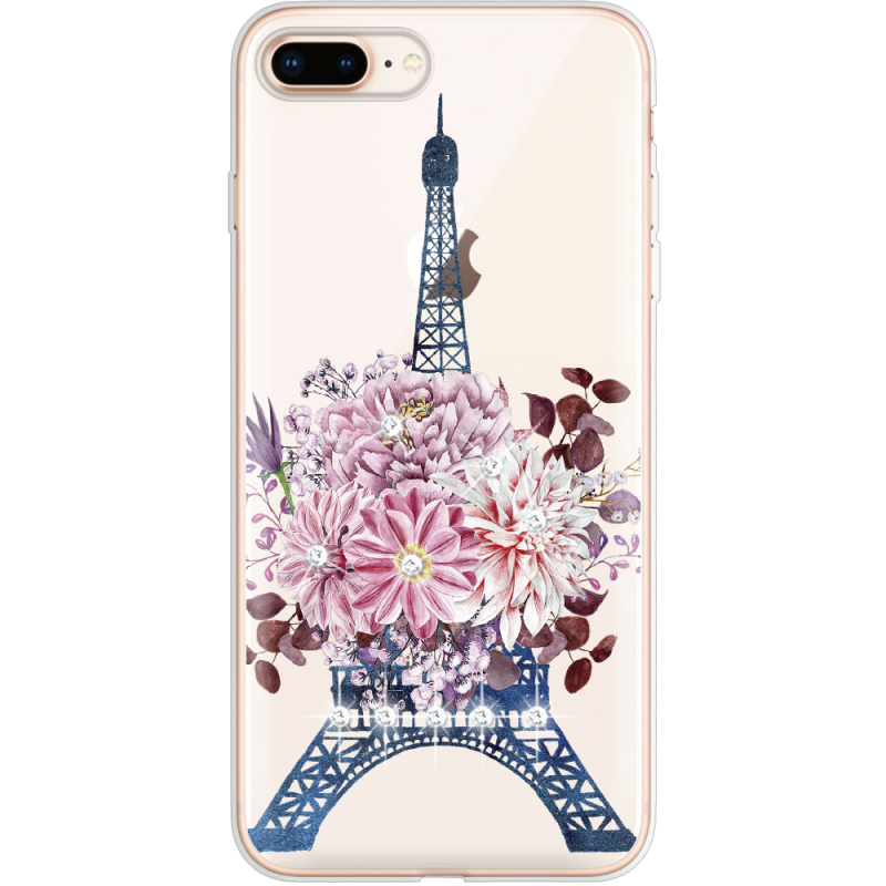 Чехол со стразами Apple iPhone 7/8 Plus Eiffel Tower