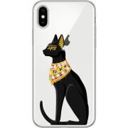 Чехол со стразами Apple iPhone X Egipet Cat