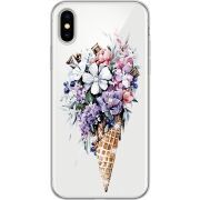 Чехол со стразами Apple iPhone X Ice Cream Flowers
