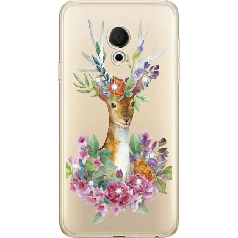 Чехол со стразами Meizu M15 (15 Lite) Deer with flowers