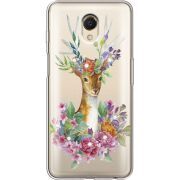 Чехол со стразами Meizu M6s Deer with flowers