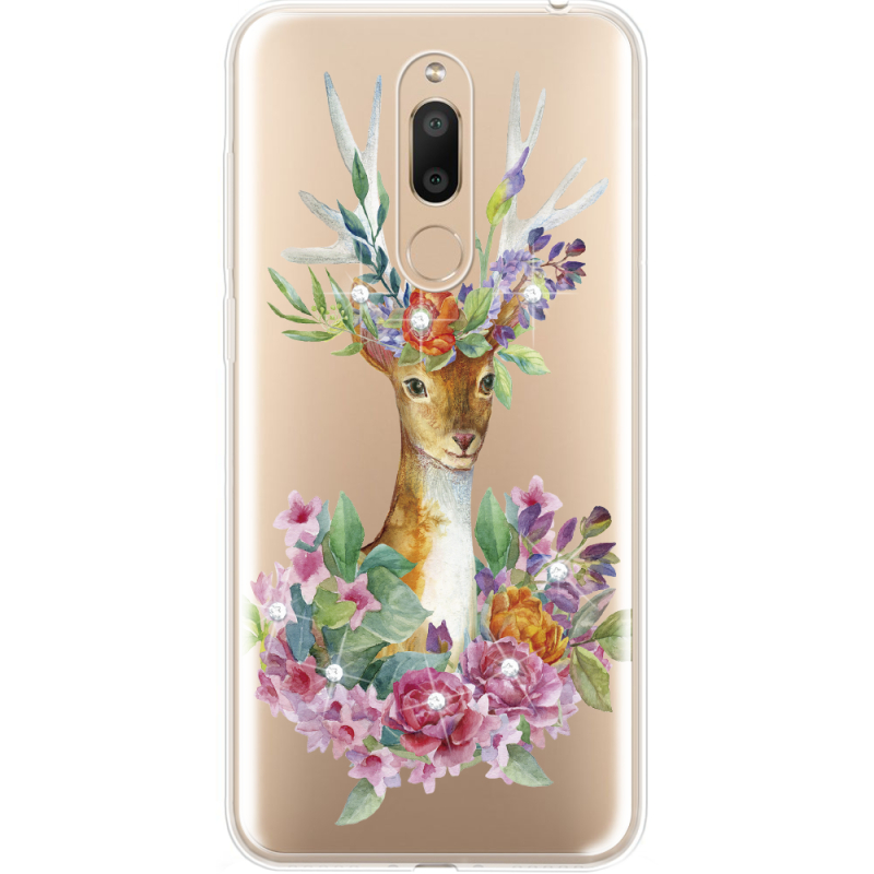Чехол со стразами Meizu M6T Deer with flowers