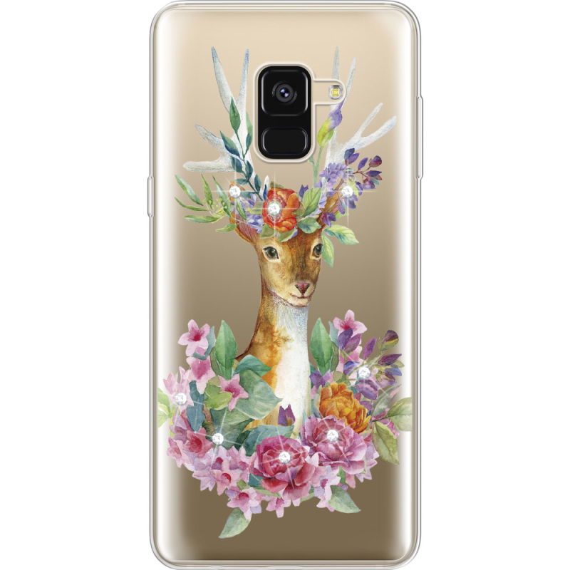 Чехол со стразами Samsung A530 Galaxy A8 (2018) Deer with flowers