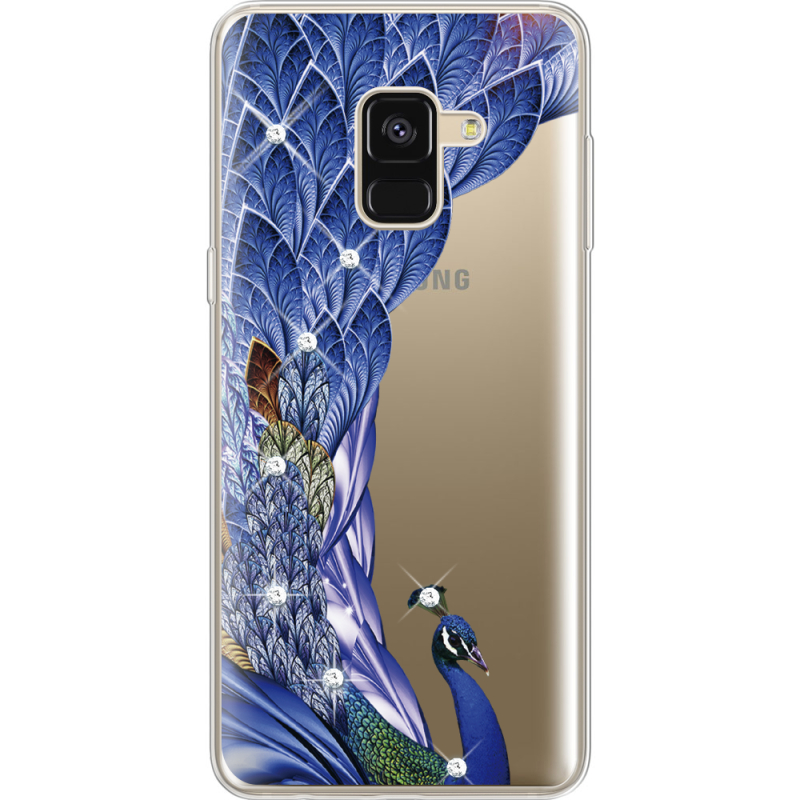 Чехол со стразами Samsung A530 Galaxy A8 (2018) Peafowl