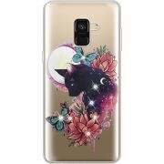 Чехол со стразами Samsung A530 Galaxy A8 (2018) Cat in Flowers