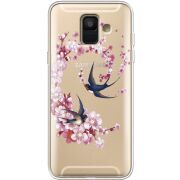 Чехол со стразами Samsung A600 Galaxy A6 2018 Swallows and Bloom
