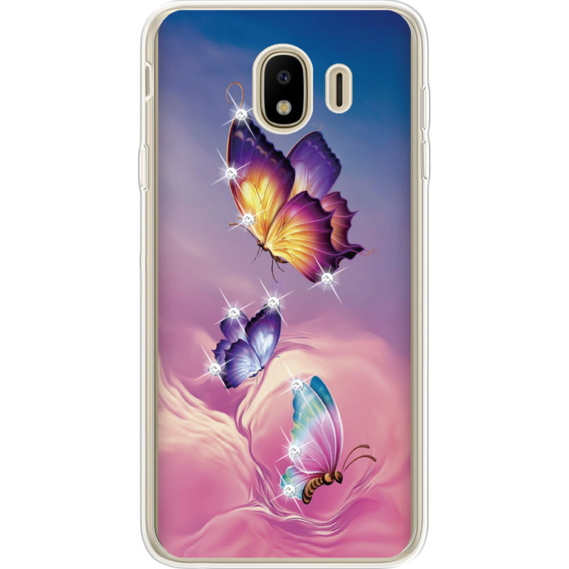 Чехол со стразами Samsung J400 Galaxy J4 2018 Butterflies
