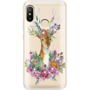 Чехол со стразами Xiaomi Mi A2 Lite Deer with flowers
