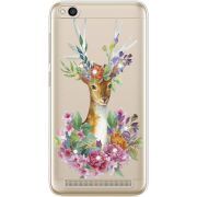Чехол со стразами Xiaomi Redmi 5A Deer with flowers