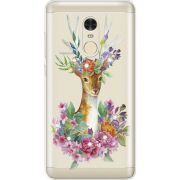 Чехол со стразами Xiaomi Redmi Note 4 Deer with flowers