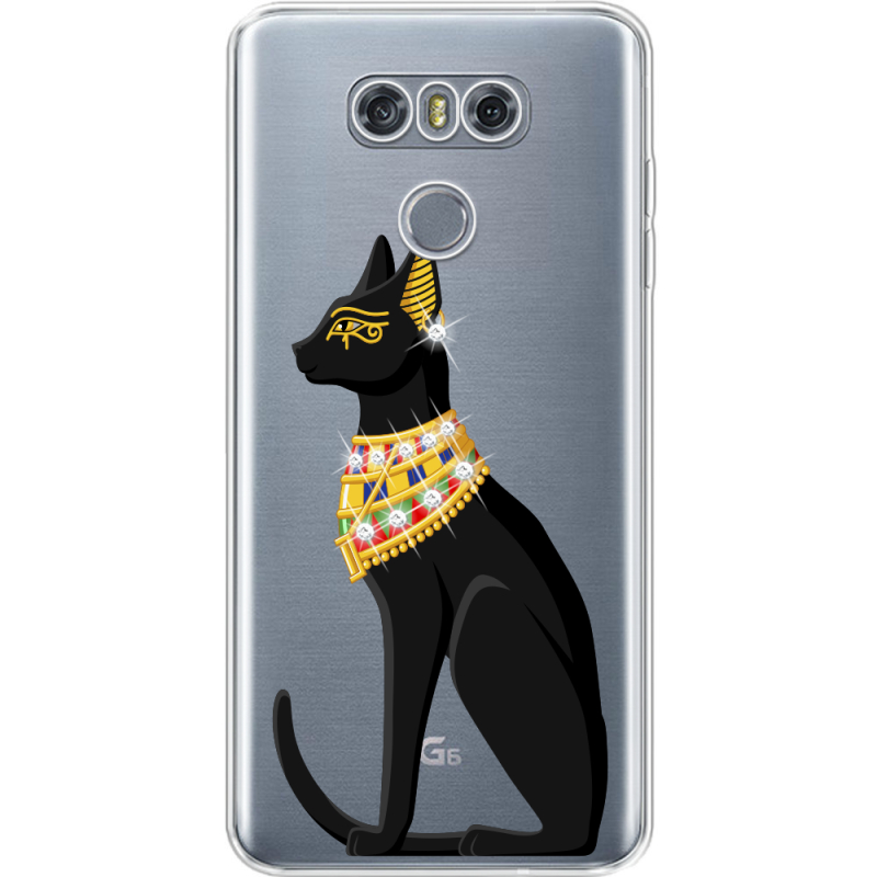 Чехол со стразами LG G6 Egipet Cat