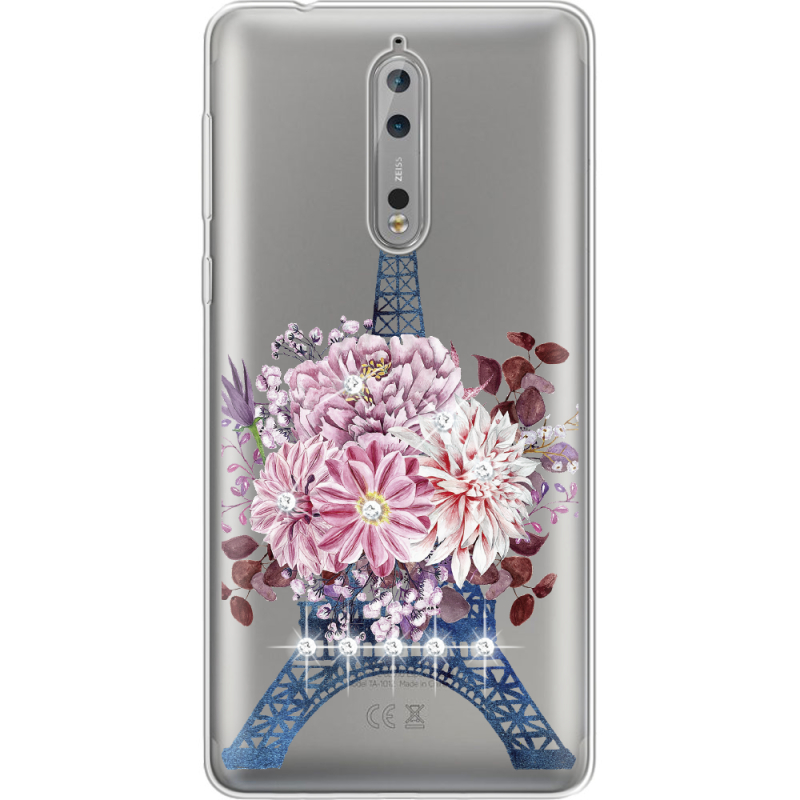 Чехол со стразами Nokia 8 Eiffel Tower