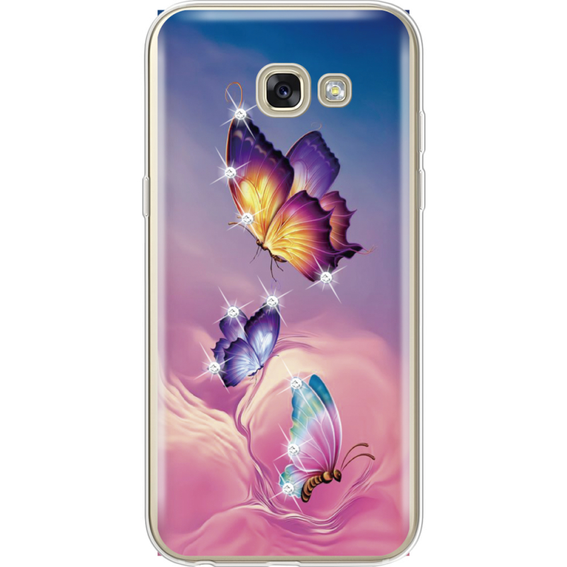 Чехол со стразами Samsung A520 Galaxy A5 2017 Butterflies
