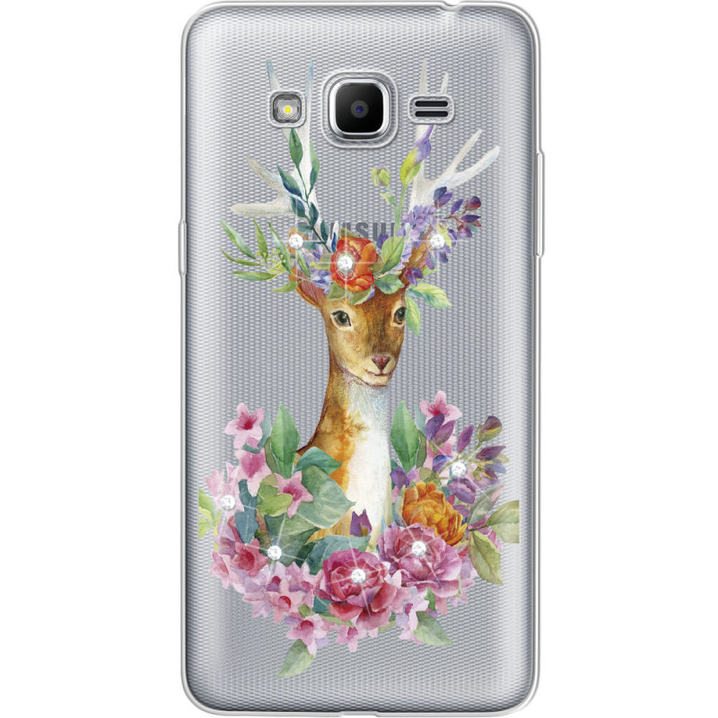 Чехол со стразами Samsung J2 Prime G532F Deer with flowers