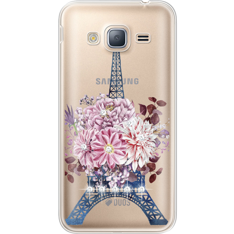 Чехол со стразами Samsung J320 Galaxy J3 Eiffel Tower